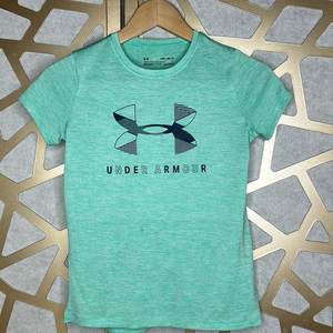 Under Armour Girl's HeatGear Tech Graphic Big Logo T-Shirt‎ Green/Black